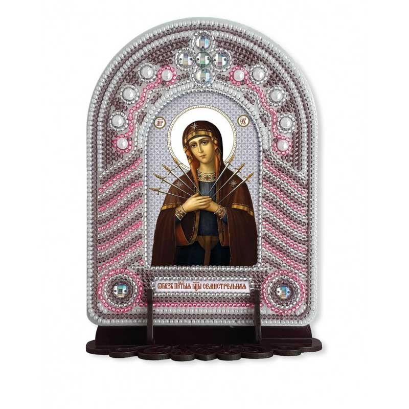 Photo Set to reating an icon with an embroidered icon frame Nova Sloboda BK1026 Virgin of the Seven-shot