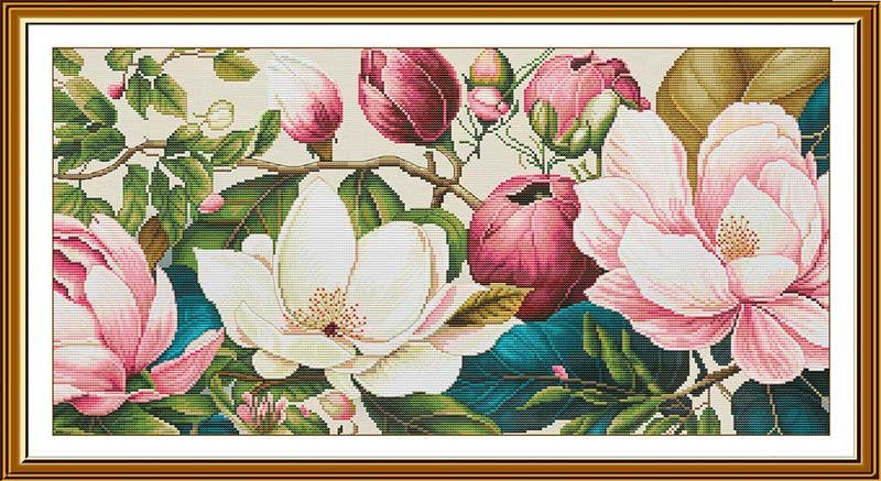 Фото Набір для вишивки нитками на канві з фоновим зображенням Нова Слобода СР1522 Квітнуть квіти