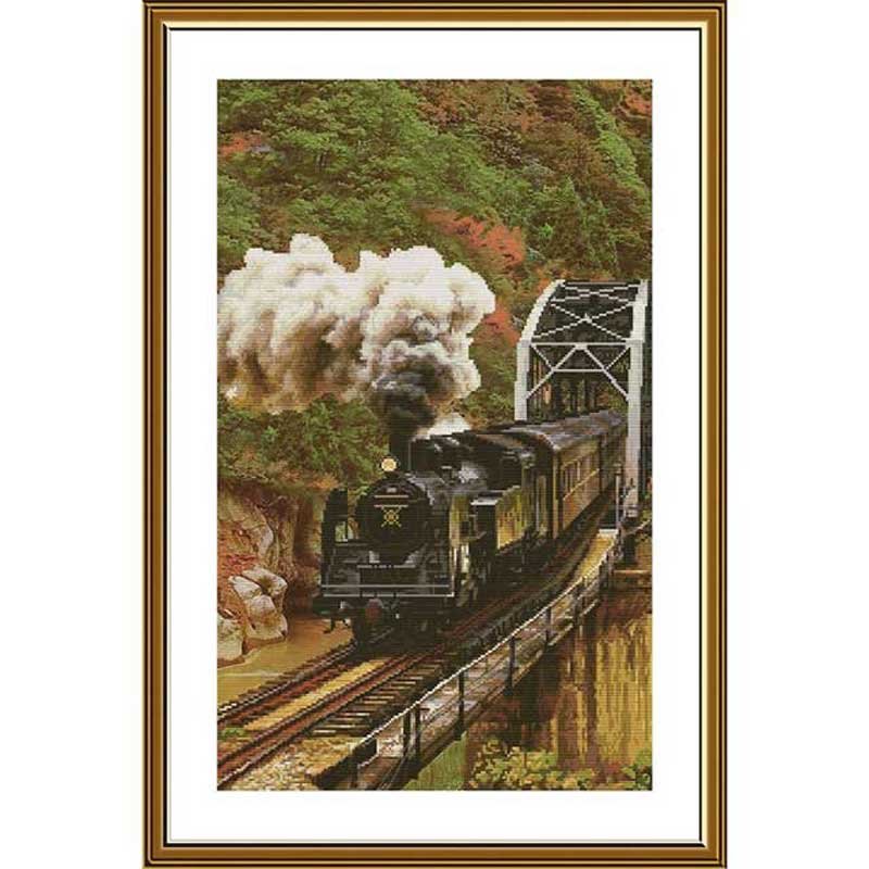 Photo Thread embroidery kit Nova Sloboda CP2269 Train in the mountains