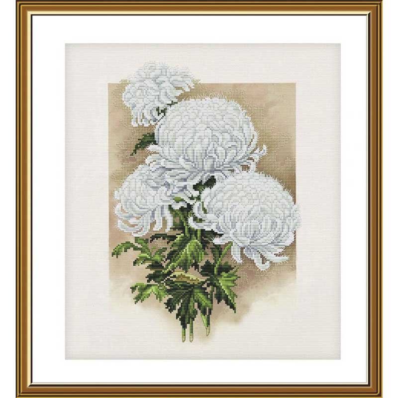 Photo Thread embroidery kit Nova Sloboda CP2282 White chrysanthemum