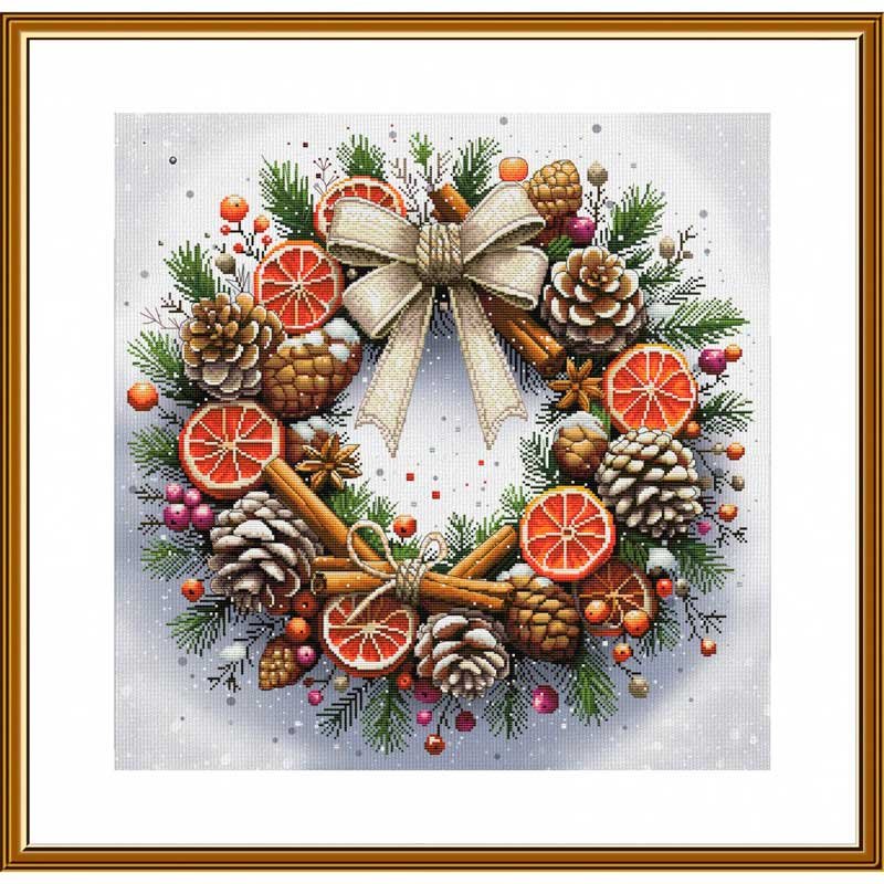 Photo Thread embroidery kit Nova Sloboda CP2314 Christmas wreath