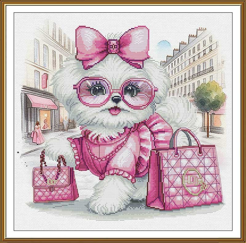 Фото Набор для вышивки нитками на канве с фоновым изображением Новая Слобода СР2379 Мисс Диор