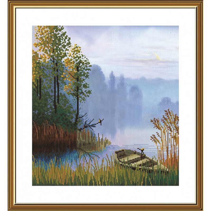 Photo Thread embroidery kit Nova Sloboda CP3331 Fog over the river