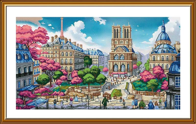 Photo Thread embroidery kit Nova Sloboda CP3382 View of Notre Dame de Paris