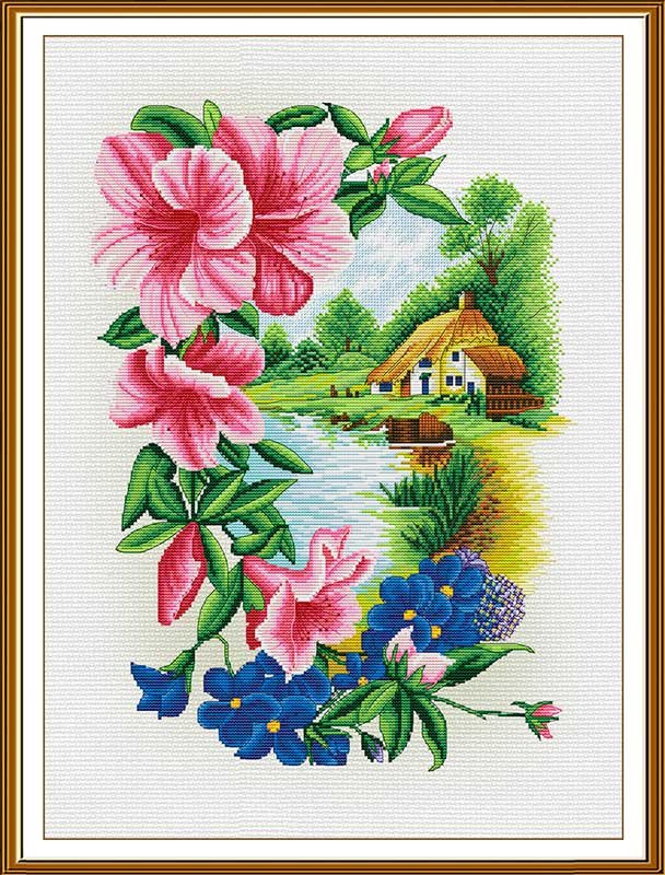 Photo Thread embroidery kit Nova Sloboda CP3391 A house in the village