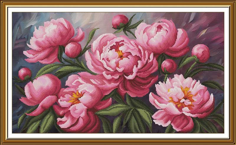 Photo Thread embroidery kit Nova Sloboda CP3412 Peony Sonata