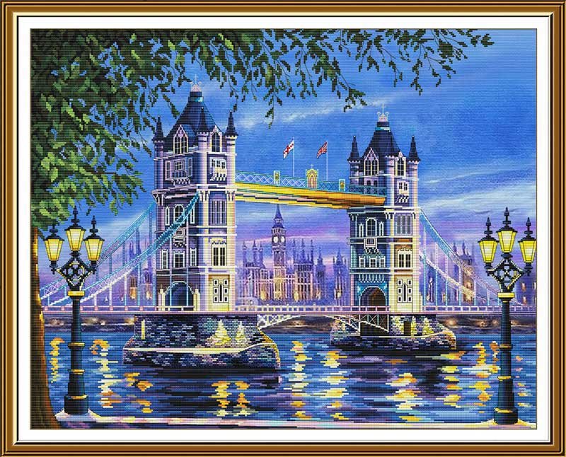 Photo Thread embroidery kit Nova Sloboda CP3425 Tower Bridge at night