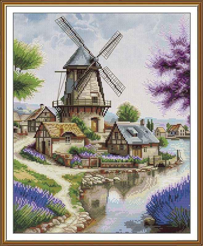 Picture Thread embroidery kit Nova Sloboda CP3454 Water mill Photo Thread embroidery kit Nova Sloboda CP3454 Water mill