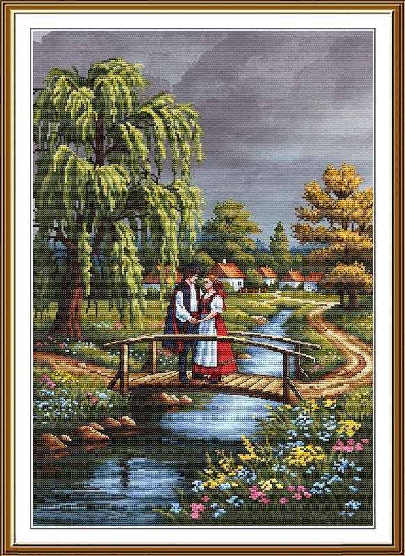 Фото Набір для вишивки нитками на канві з фоновим зображенням Нова Слобода СР3479 Перед грозою