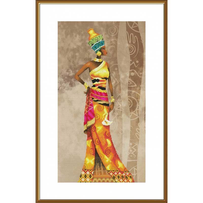 Фото Набір для вишивки нитками на канві з фоновим зображенням Нова Слобода СР6252 Африканська принцеса