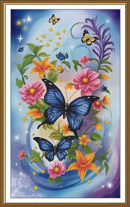 Photo Thread embroidery kit Nova Sloboda CP6253 Sapphire Butterflies