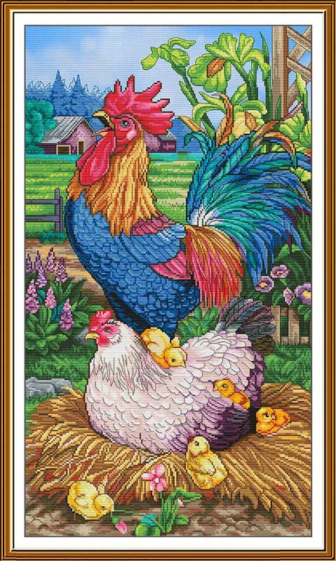 Photo Thread embroidery kit Nova Sloboda CP6275 The first rooster in the village