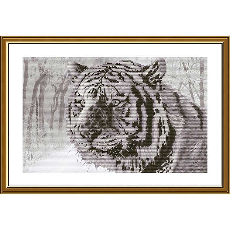 Фото Набір для вишивки нитками на канві з фоновим зображенням Нова Слобода СВ3215 Бенгальський тигр