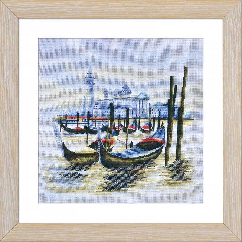 Фото Набір для вишивки нитками на канві з фоновим зображенням Нова Слобода СВ4069 Пристань у Венеції
