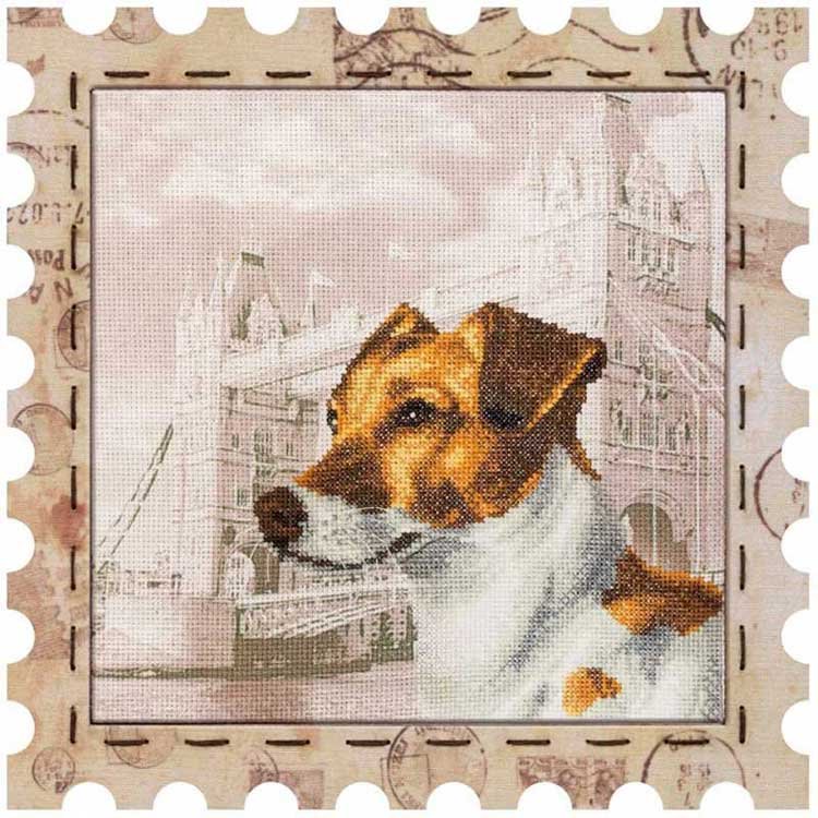 Photo Embroidery kit on canvas with a background image Nova Sloboda KO4022 Jack russell terrier