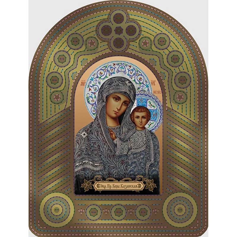 Фото 2 Перфорированная основа для вышивки бисером иконы Новая Слобода ВКВ1002 Образ Пресвятой Богородицы Казанская