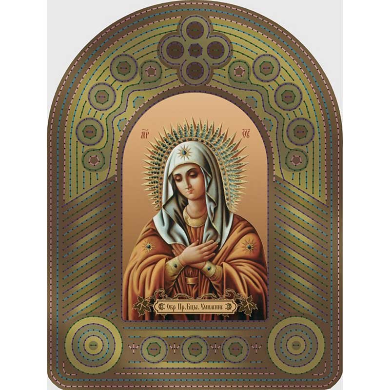 Фото 2 Перфорована основа для вишивки бісером ікони Нова Слобода ВКВ1006 Образ Пресвятої Богородиці Замилування