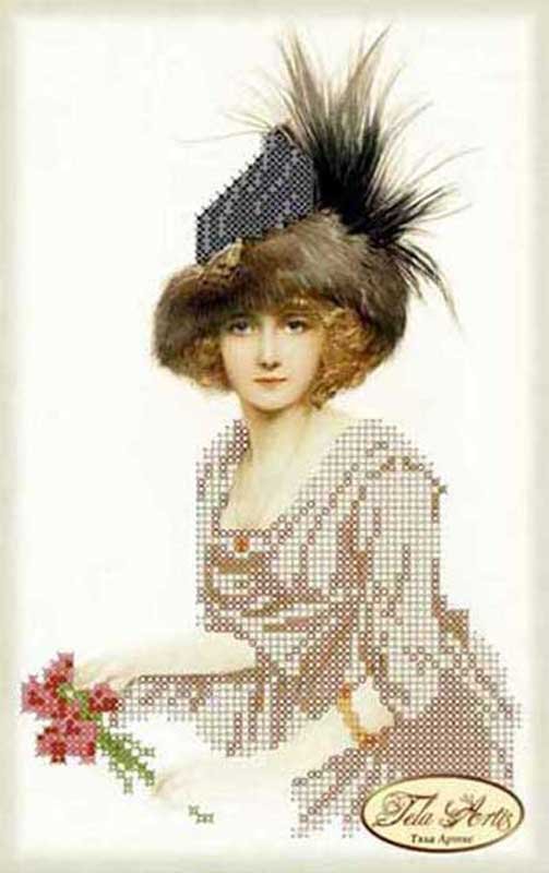 Фото Cхема для вишивки бісером Тела Артис ТМ-038 Дама в хутряній капелюшку