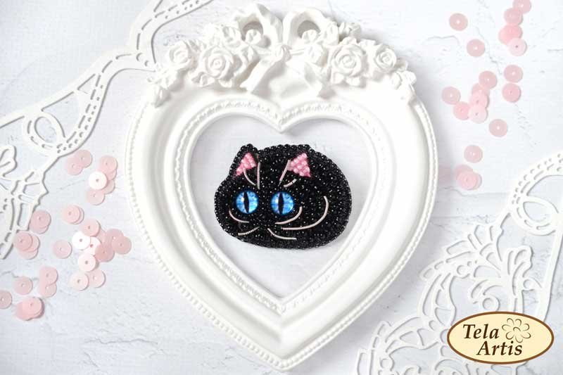 Фото 1 Набір для вишивання брошки з бісеру Тела Артис Б-119 Чорне кошенятко