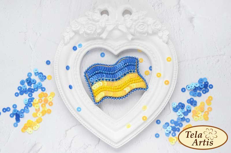 Фото 1 Набір для вишивання брошки з бісеру Тела Артис Б-307 Прапор України