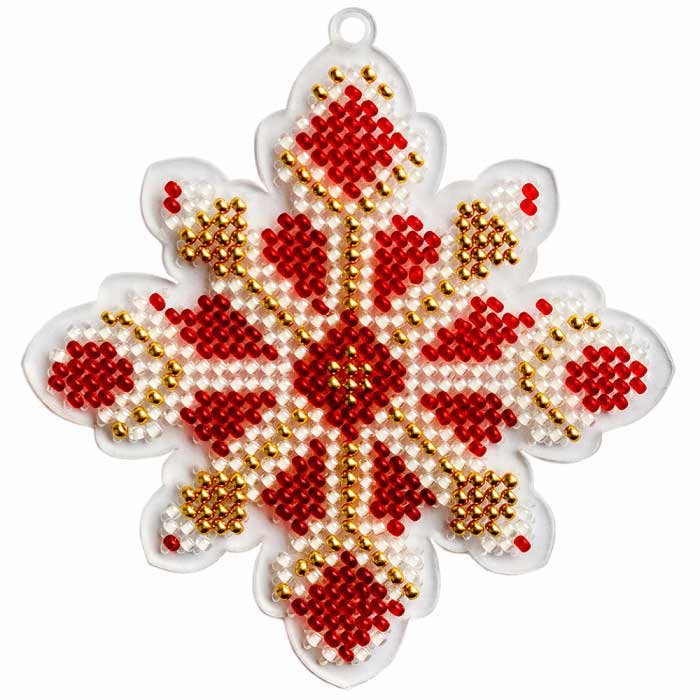 New Bead Embroidery Kit on Wooden Base Snowflake Volshebnaya Strana Manufacture 