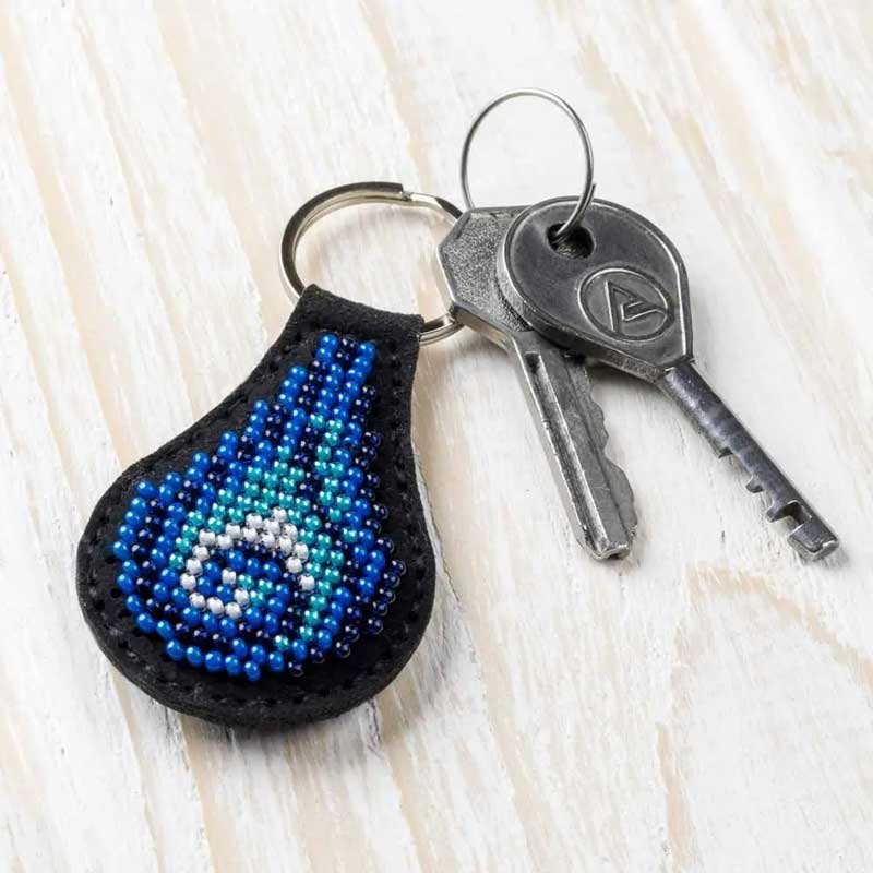 Photo Beadwork on leather Wonderland Crafts FLBB-088 Keychain for keys