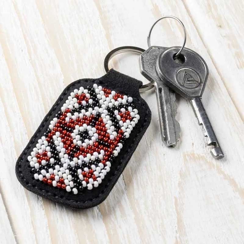 Photo Beadwork on leather Wonderland Crafts FLBB-095 Keychain for keys
