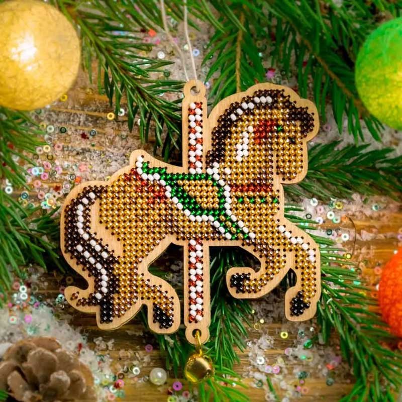 Photo Beadwork on wood Wonderland Crafts FLK-512 Christmas Tree Toys  