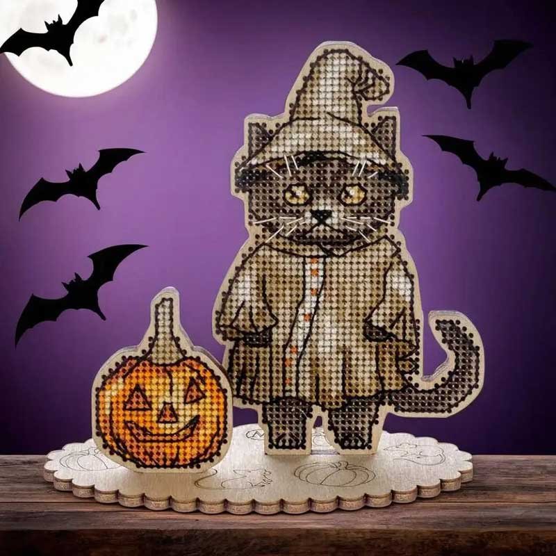 Photo Embroidery on wood with threads Wonderland Crafts FLW-058 Halloween